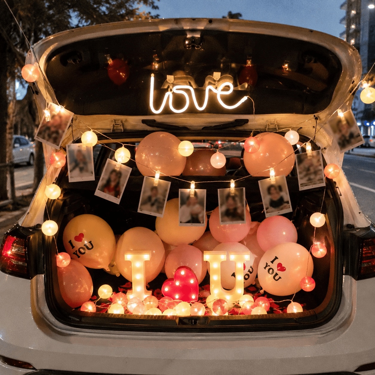 Romantic car boot surprise decoration for anniversary, birthday, i love you  | Heyfloat