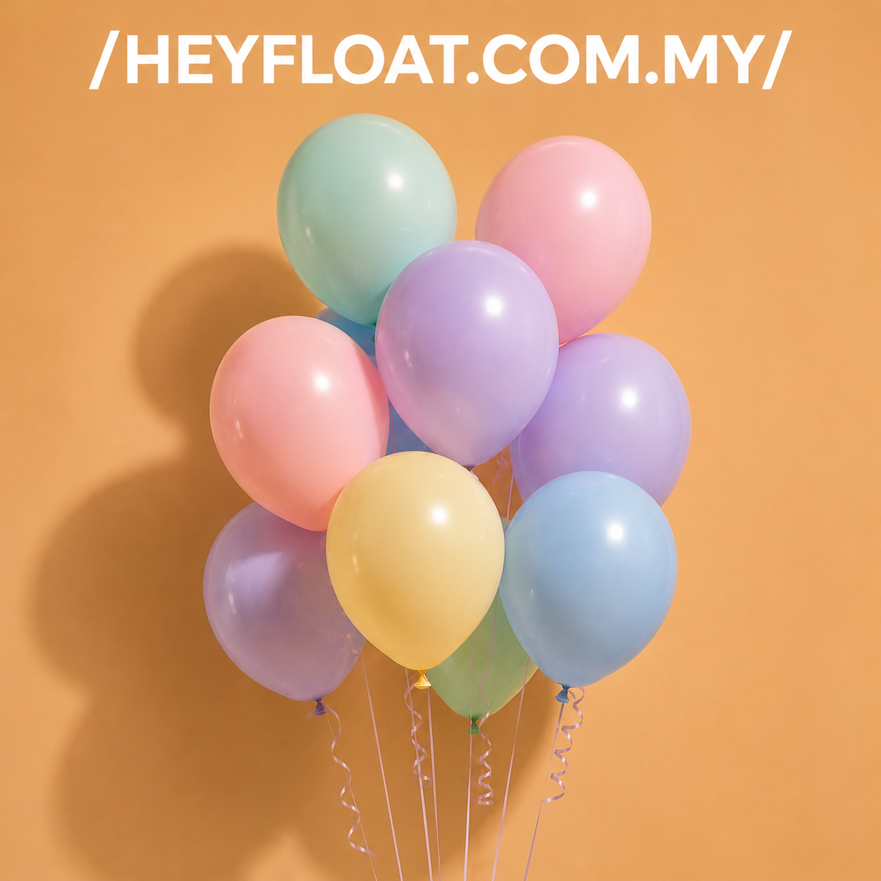 12 inch pastel latex helium balloons in pink, blue, purple, yellow and green for birthday and party decorations in Penang, Malaysia.