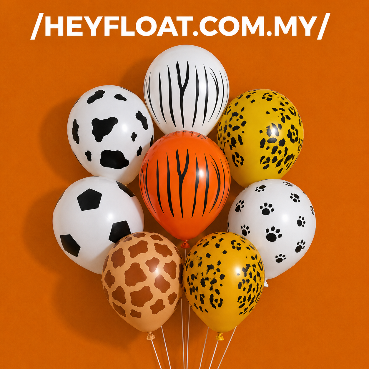 Wild animal print latex helium balloons for jungle themed parties and kids celebrations in Malaysia