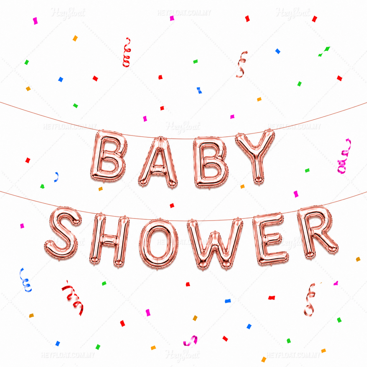 16 Inch BABY SHOWER Letter Foil Balloon Banner Set Air Filled Baby Shower Decoration Malaysia - Rose Gold