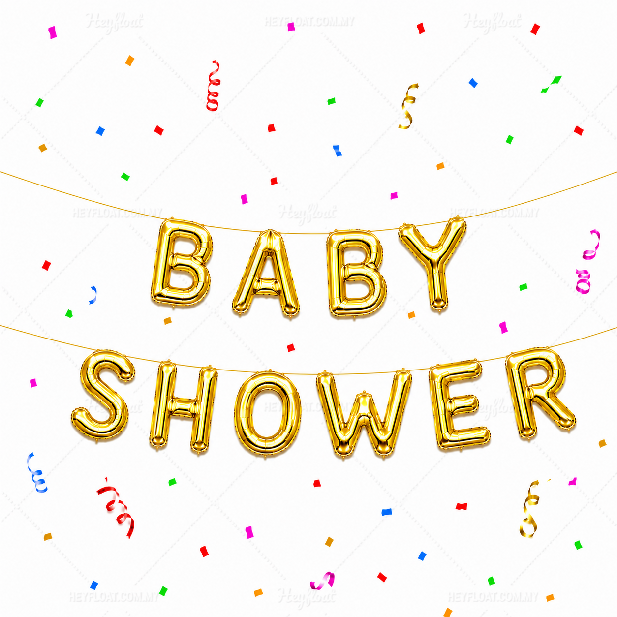 16 Inch BABY SHOWER Letter Foil Balloon Banner Set Air Filled Baby Shower Decoration Malaysia - Gold