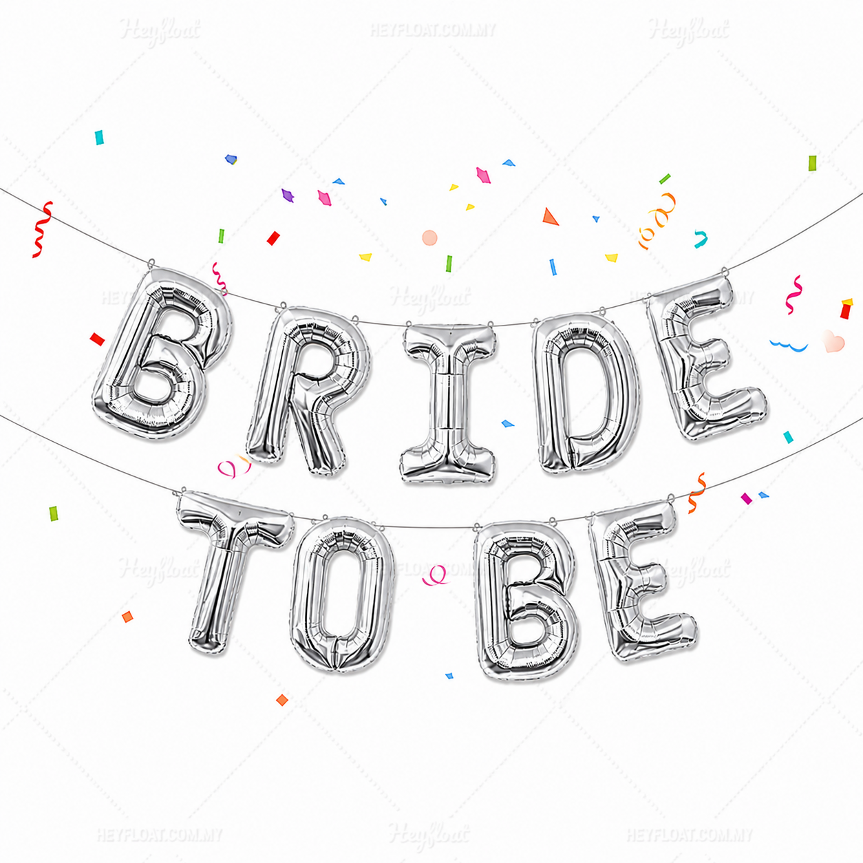 16 Inch BRIDE TO BE Letter Foil Balloon Banner Set Air Filled Bridal Shower Decoration Malaysia SILVER