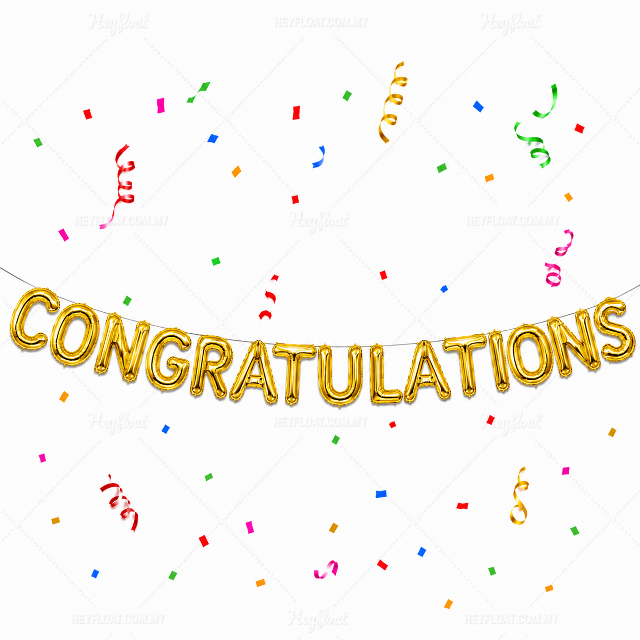 16 Inch CONGRATULATIONS Letter Foil Balloon Banner Set Air Filled Celebration Decoration Malaysia - GOLD