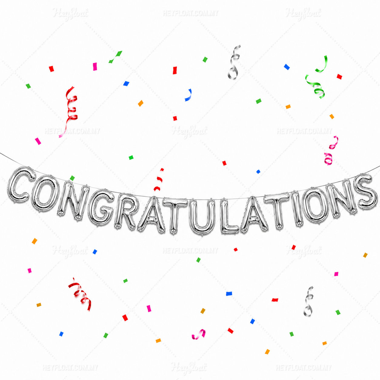 16 Inch CONGRATULATIONS Letter Foil Balloon Banner Set Air Filled Celebration Decoration Malaysia - SILVER