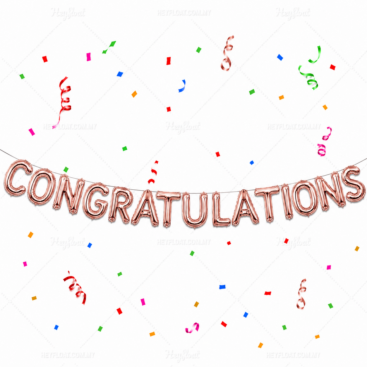 16 Inch CONGRATULATIONS Letter Foil Balloon Banner Set Air Filled Celebration Decoration Malaysia - ROSE GOLD