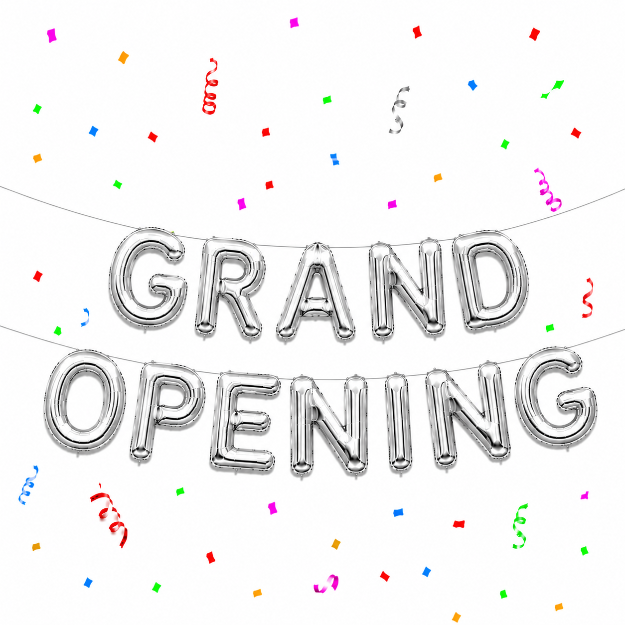 16 Inch GRAND OPENING Letter Foil Balloon Banner Set Air Filled Grand Opening Decoration Malaysia - Silver