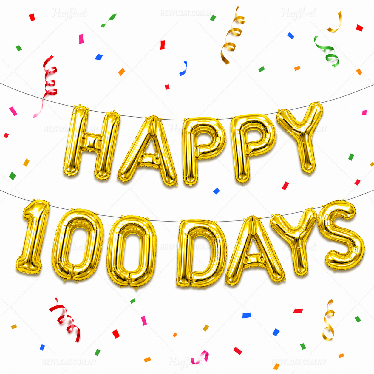 16 Inch HAPPY 100 DAYS Letter Foil Balloon Banner Set Air Filled Baby Shower Decoration Malaysia-Filled GOLD