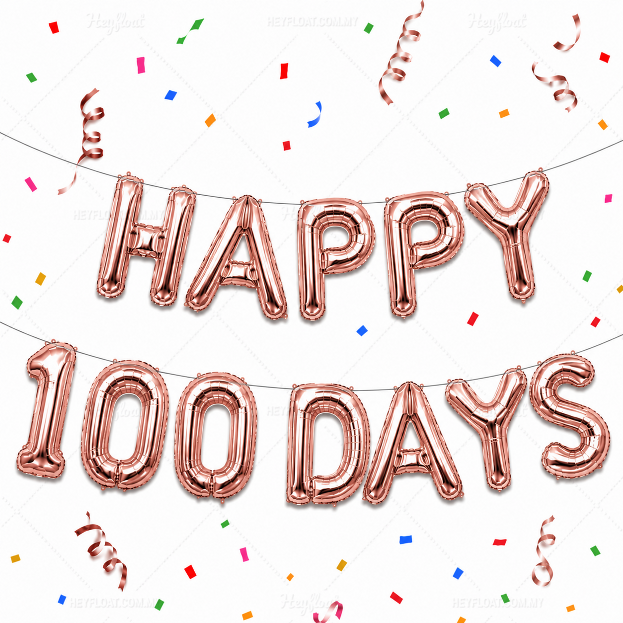 16 Inch HAPPY 100 DAYS Letter Foil Balloon Banner Set Air Filled Baby Shower Decoration Malaysia-Filled ROSE GOLD