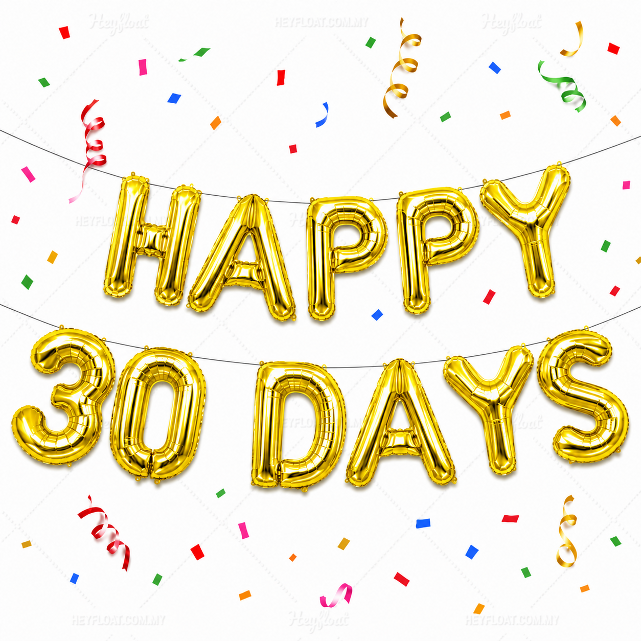 16 Inch HAPPY 30 DAYS Letter Foil Balloon Banner Set Air Filled Baby Shower Decoration Malaysia-Filled GOLD