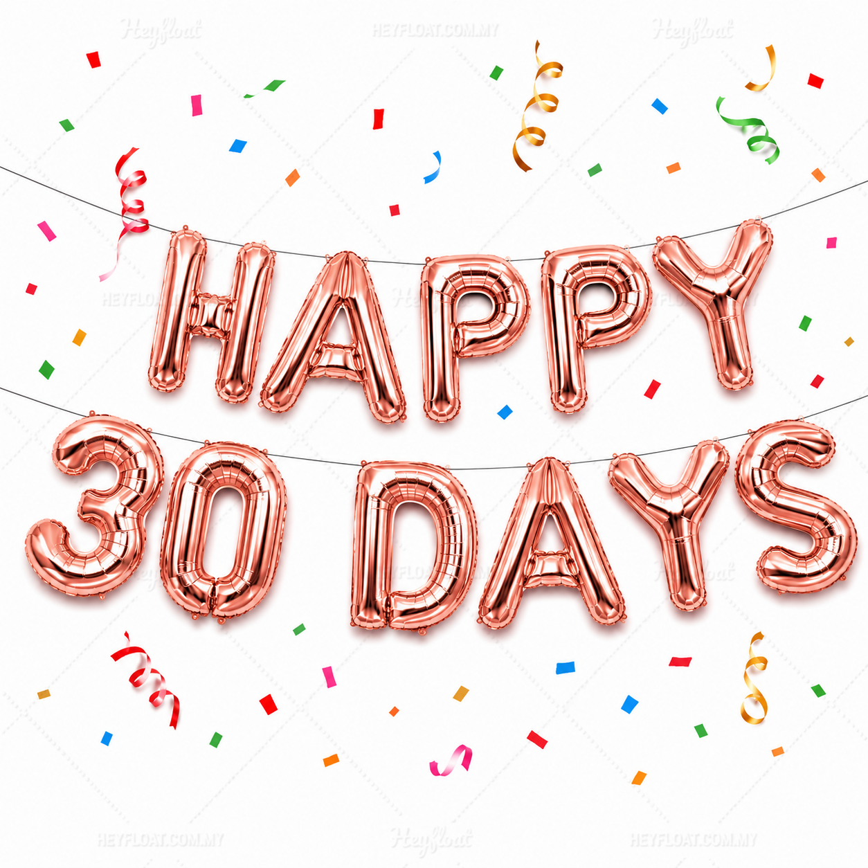 16 Inch HAPPY 30 DAYS Letter Foil Balloon Banner Set Air Filled Baby Shower Decoration Malaysia-Filled - GOLD