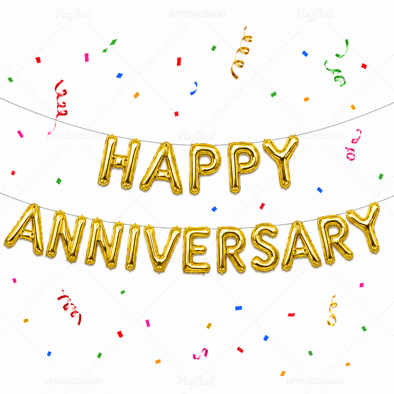 16 Inch HAPPY ANNIVERSARY Letter Foil Balloon Banner Set Air Filled Anniversary Decoration Malaysia GOLD