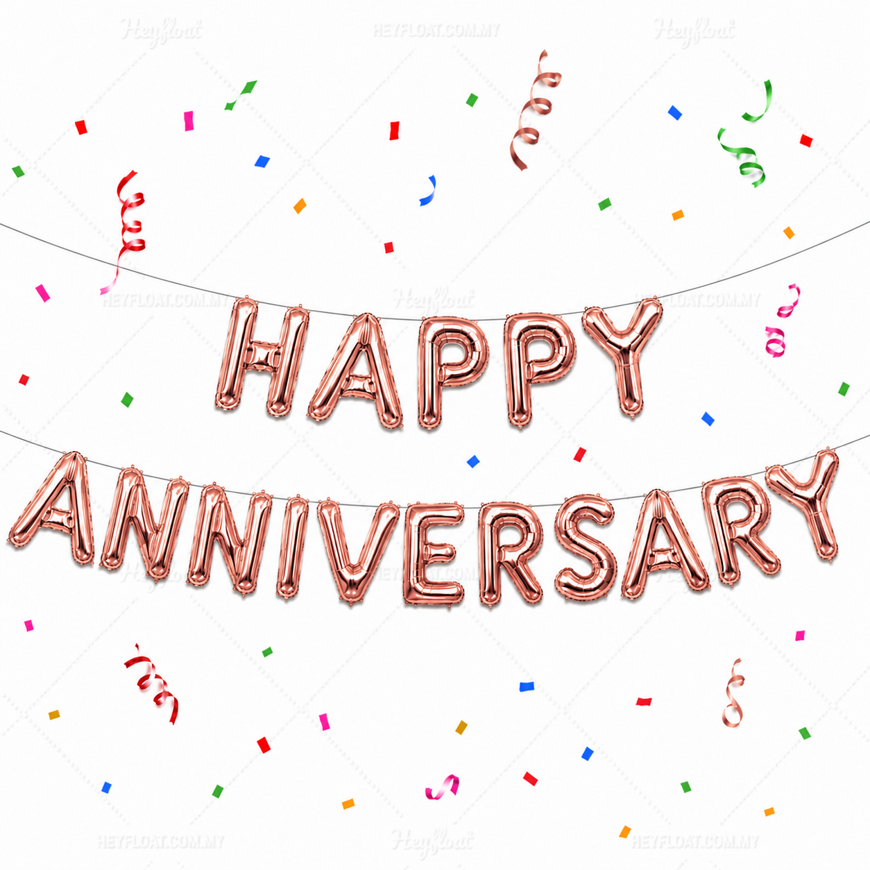 16 Inch HAPPY ANNIVERSARY Letter Foil Balloon Banner Set Air Filled Anniversary Decoration Malaysia ROSE GOLD