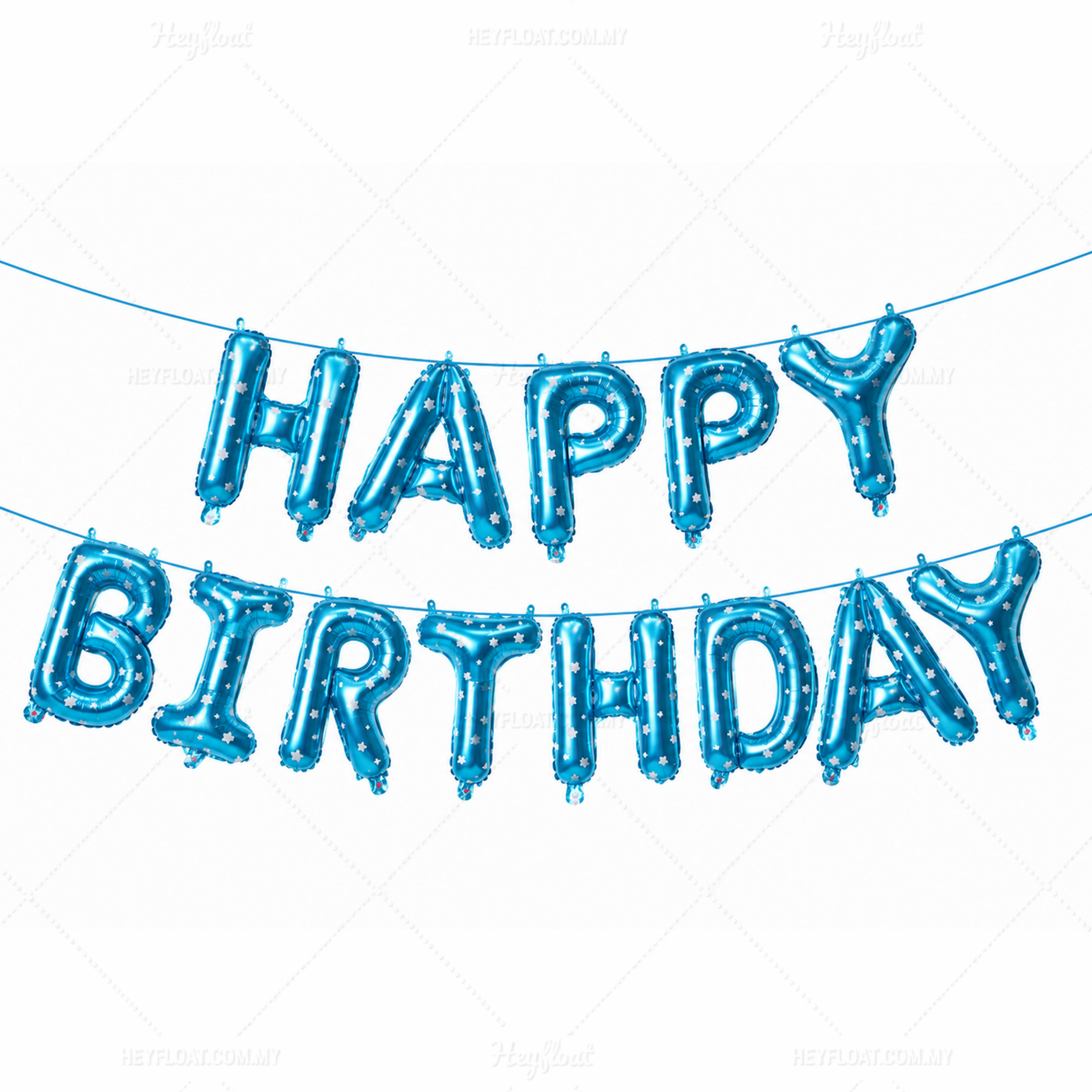 16 Inch HAPPY BIRTHDAY Letter Foil Balloon Banner Set PRINTED BLUE Air Filled Birthday Decoration Malaysia