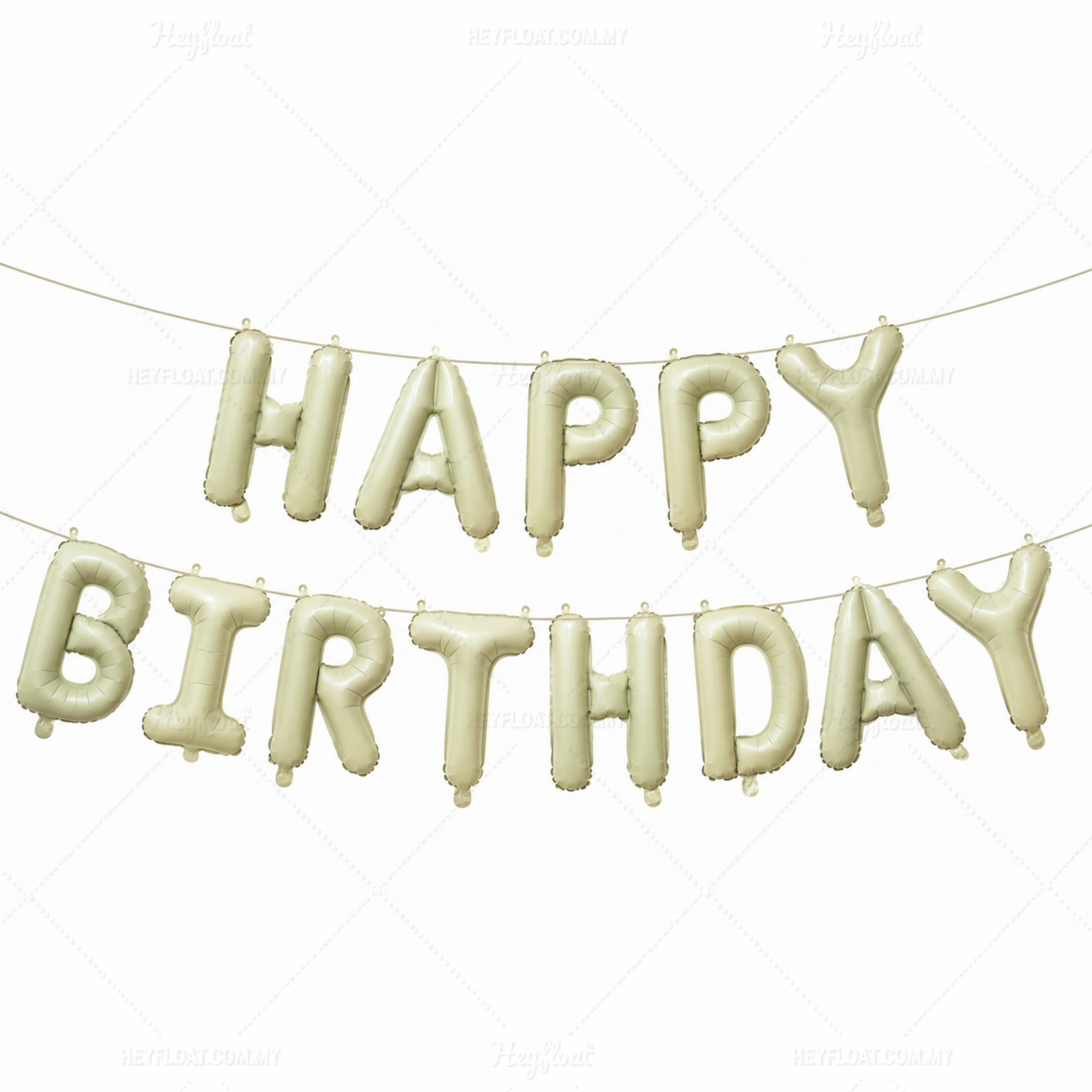 16 Inch HAPPY BIRTHDAY Letter Foil Balloon Banner Set CREAM WHITE Air Filled Birthday Decoration Malaysia