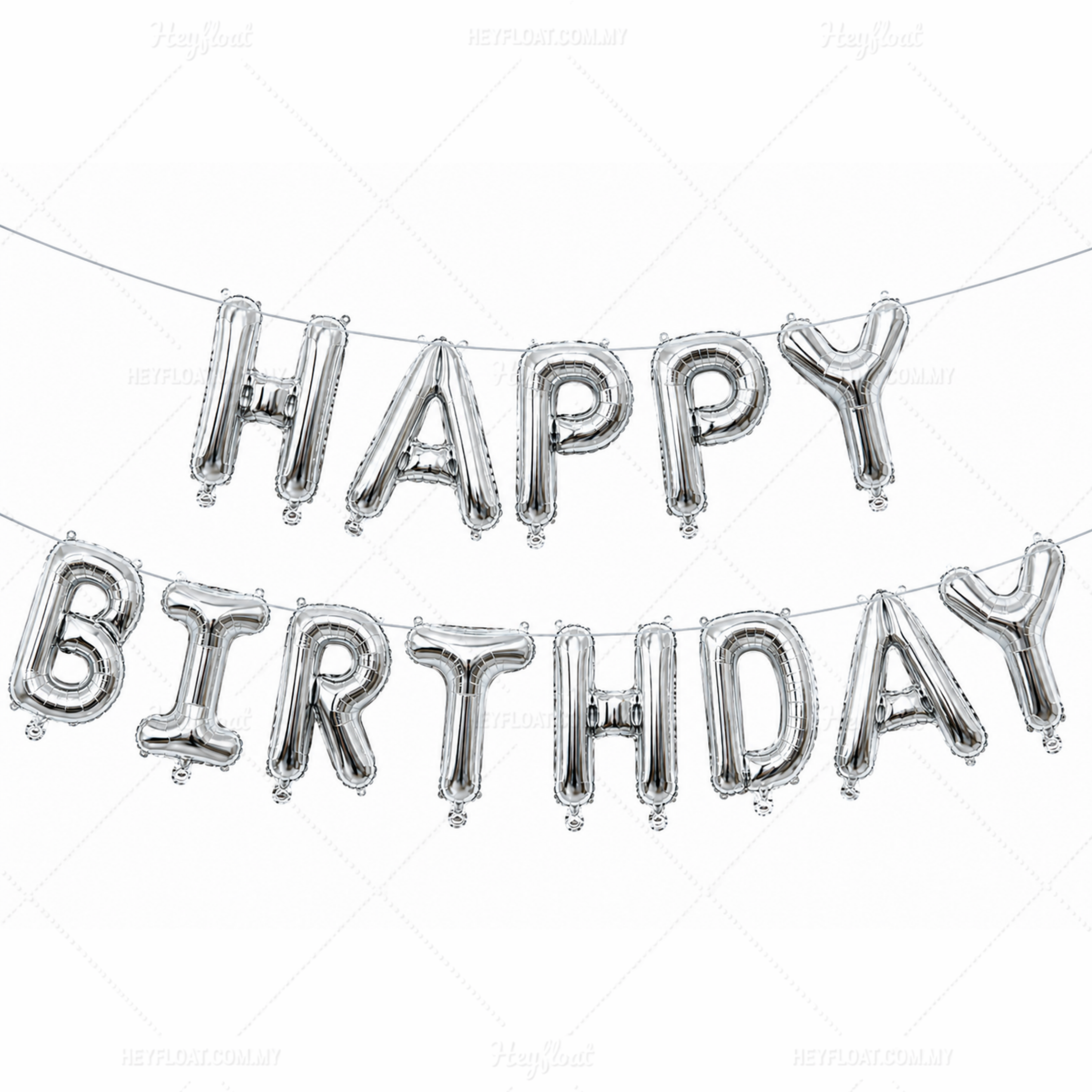 16 Inch HAPPY BIRTHDAY Letter Foil Balloon Banner Set Air SILVER Filled Birthday Decoration Malaysia