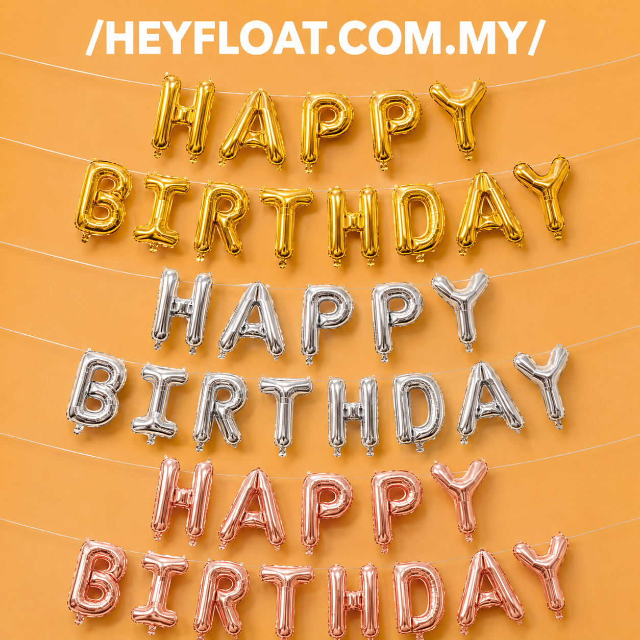 16 Inch HAPPY BIRTHDAY Letter Foil Balloon Banner Set Air Filled Birthday Decoration Malaysia