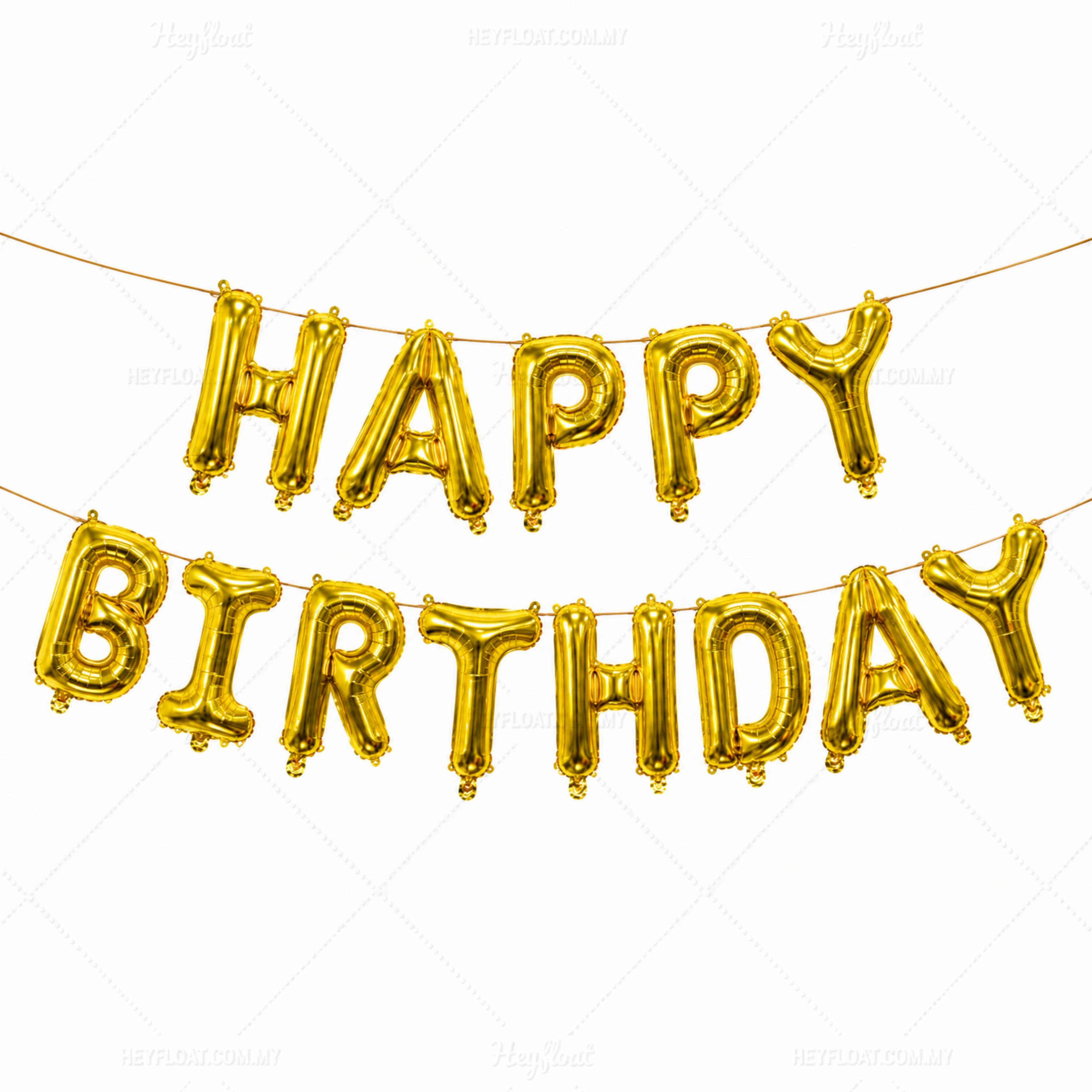 16 Inch HAPPY BIRTHDAY Letter Foil Balloon Banner Set GOLD Air Filled Birthday Decoration Malaysia