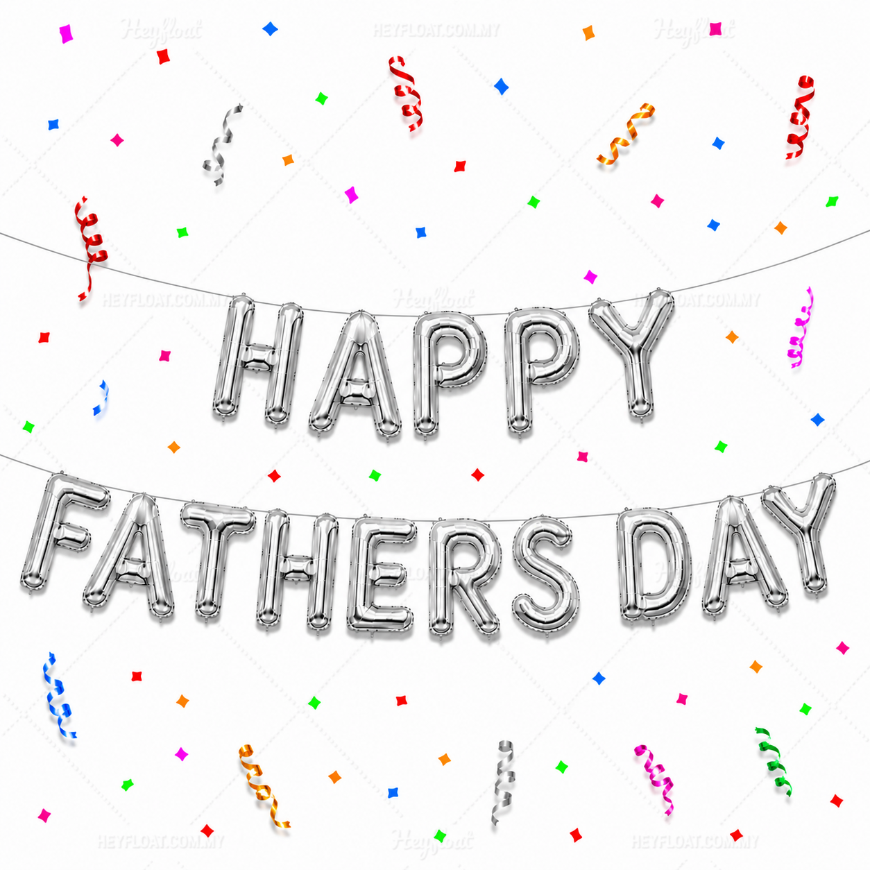 16 Inch HAPPY FATHERS DAY Letter Foil Balloon Banner Set Air Filled Fathers Day Decoration Malaysia - Silver