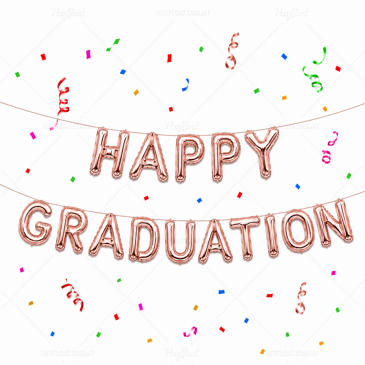 16 Inch HAPPY GRADUATION Letter Foil Balloon Banner Set Air Filled Graduation Decoration Malaysia - ROSE GOLD