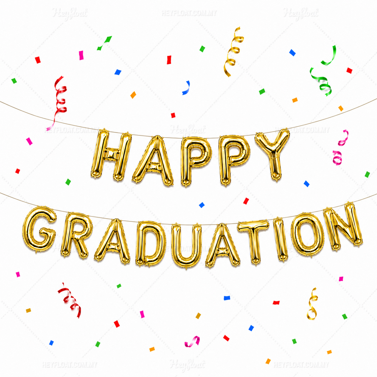 16 Inch HAPPY GRADUATION Letter Foil Balloon Banner Set Air Filled Graduation Decoration Malaysia - GOLD