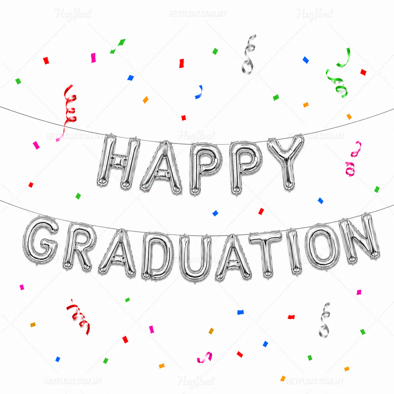 16 Inch HAPPY GRADUATION Letter Foil Balloon Banner Set Air Filled Graduation Decoration Malaysia - Silver