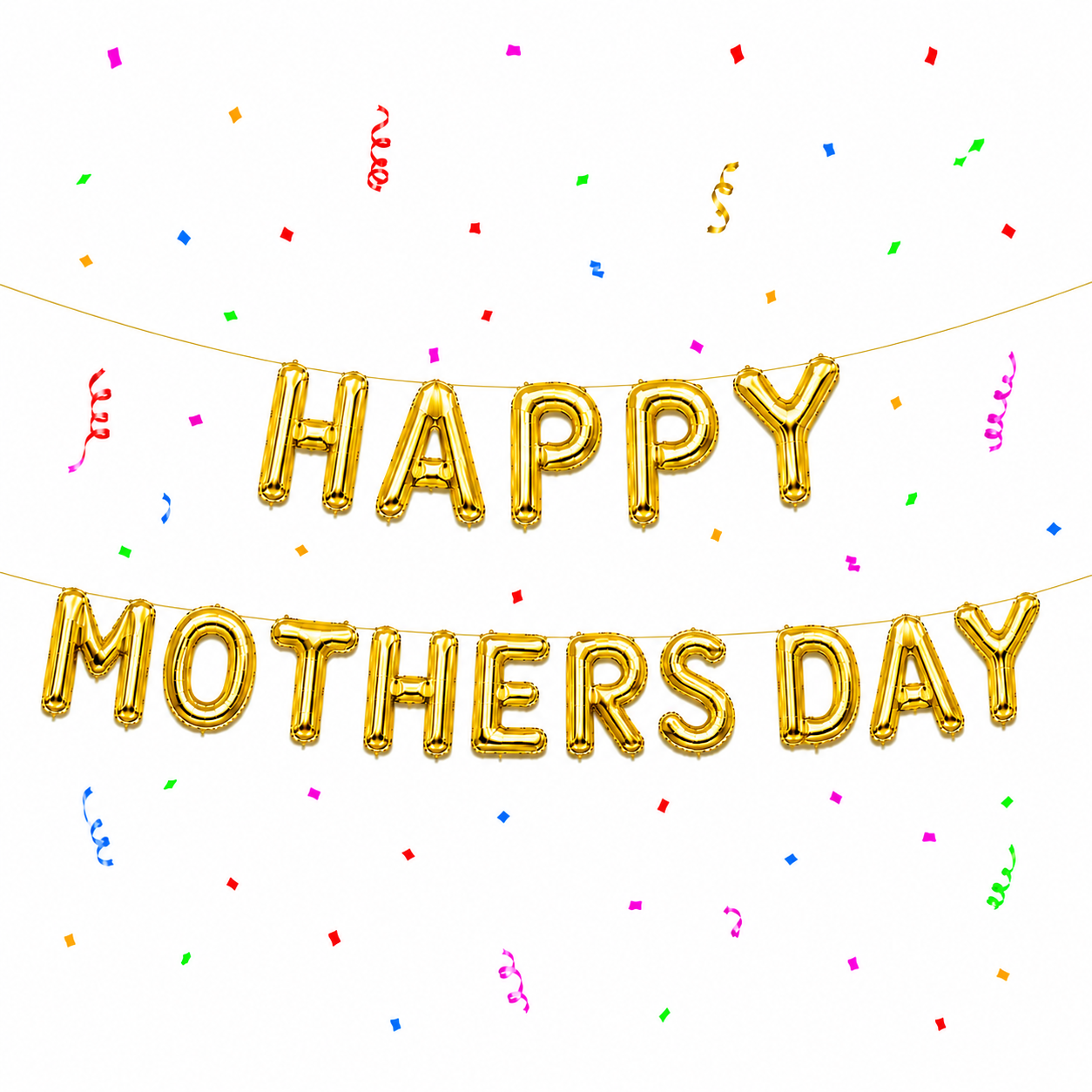 16 Inch HAPPY MOTHERS DAY Letter Foil Balloon Banner Set Air Filled Mothers Day Decoration Malaysia - Gold