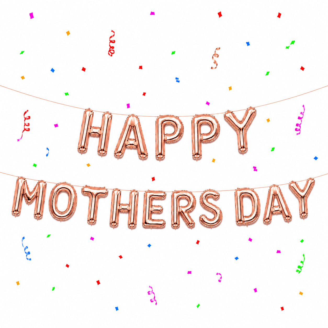 16 Inch HAPPY MOTHERS DAY Letter Foil Balloon Banner Set Air Filled Mothers Day Decoration Malaysia - Rose Gold
