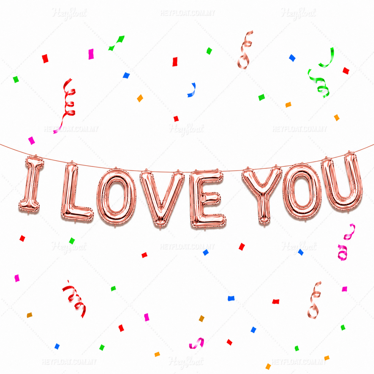 16 Inch I LOVE YOU Letter Foil Balloon Banner Set Air Filled Romantic Decoration Malaysia -  Rose Gold