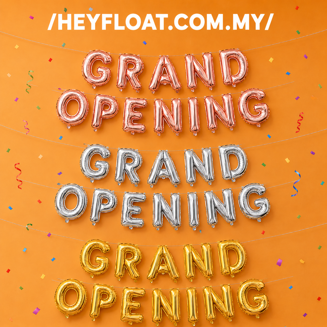 16" GRAND OPENING letter foil balloon banner for shop opening and business event decoration in Penang