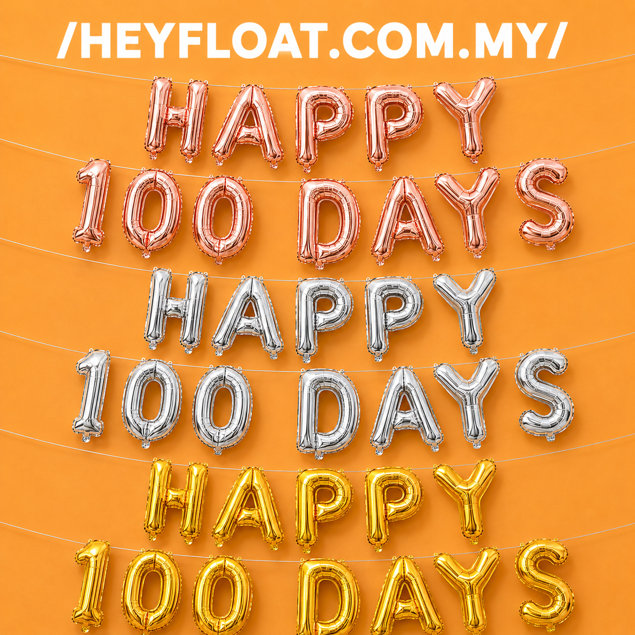 16" HAPPY 100 DAYS letter foil balloon banner for baby 100-day celebration and party backdrop