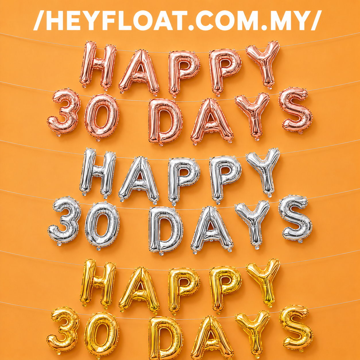 16" HAPPY 30 DAYS letter foil balloon banner for baby full moon celebration and newborn party