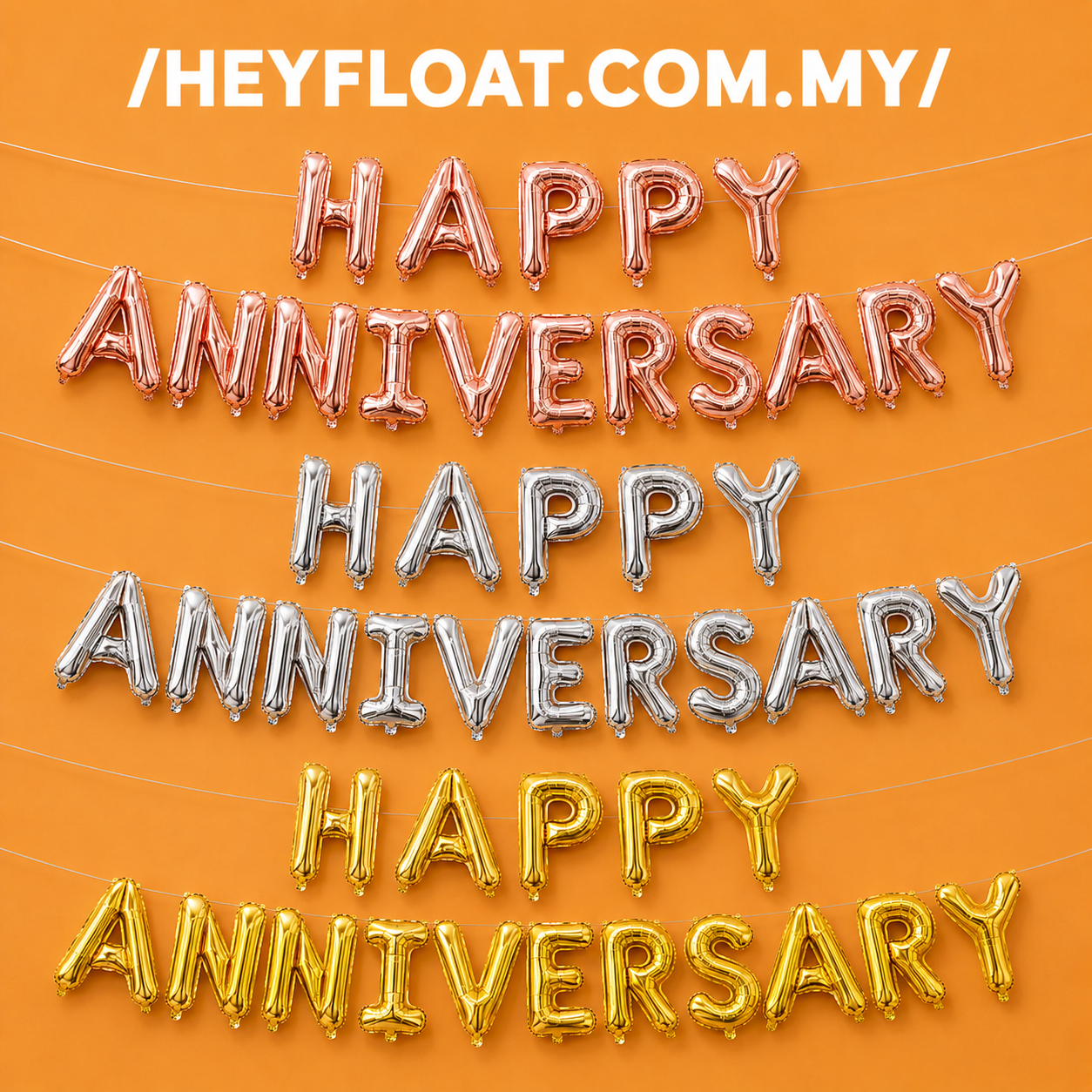 16" HAPPY ANNIVERSARY letter foil balloon banner for romantic celebration and anniversary party decor in Penang