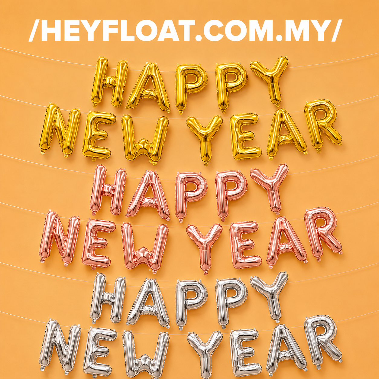 16" HAPPY NEW YEAR letter foil balloon banner for New Year countdown party decoration in Penang
