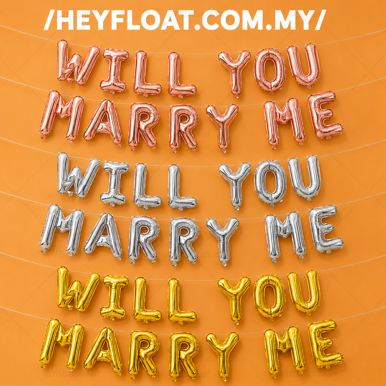 16" WILL YOU MARRY ME letter foil balloon banner for marriage proposal decoration in Malaysia