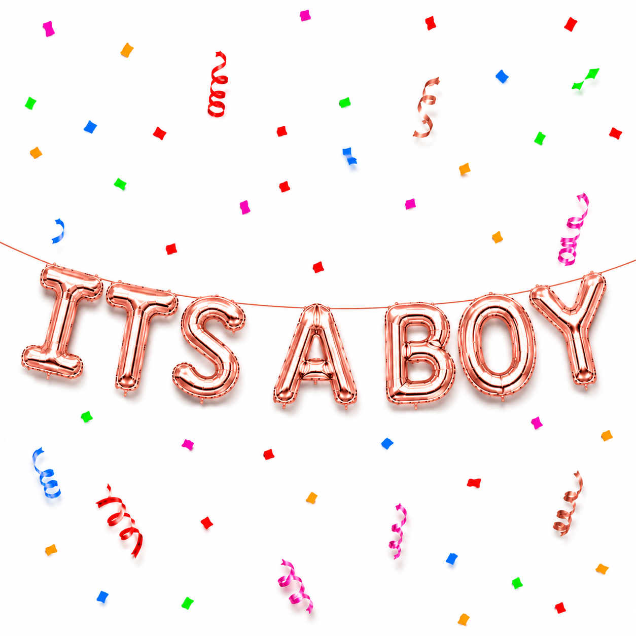 16 Inch ITS A BOY Letter Foil Balloon Banner Set Air Filled Baby Shower Decoration Malaysia - Rose Gold