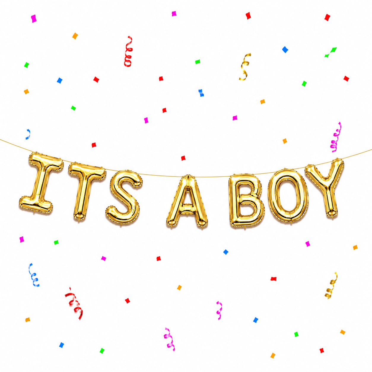 16 Inch ITS A BOY Letter Foil Balloon Banner Set Air Filled Baby Shower Decoration Malaysia - Gold