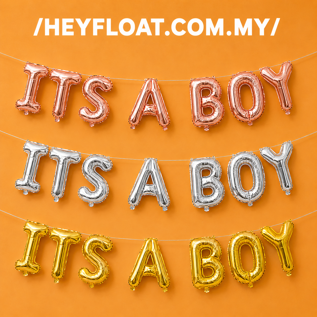 16 Inch ITS A BOY Letter Foil Balloon Banner Set Air Filled Baby Shower backdrop Malaysia
