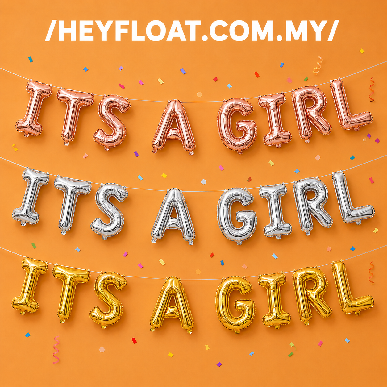 16 Inch ITS A GIRL Letter Foil Balloon Banner Set Air Filled Baby Shower Decoration Malaysia