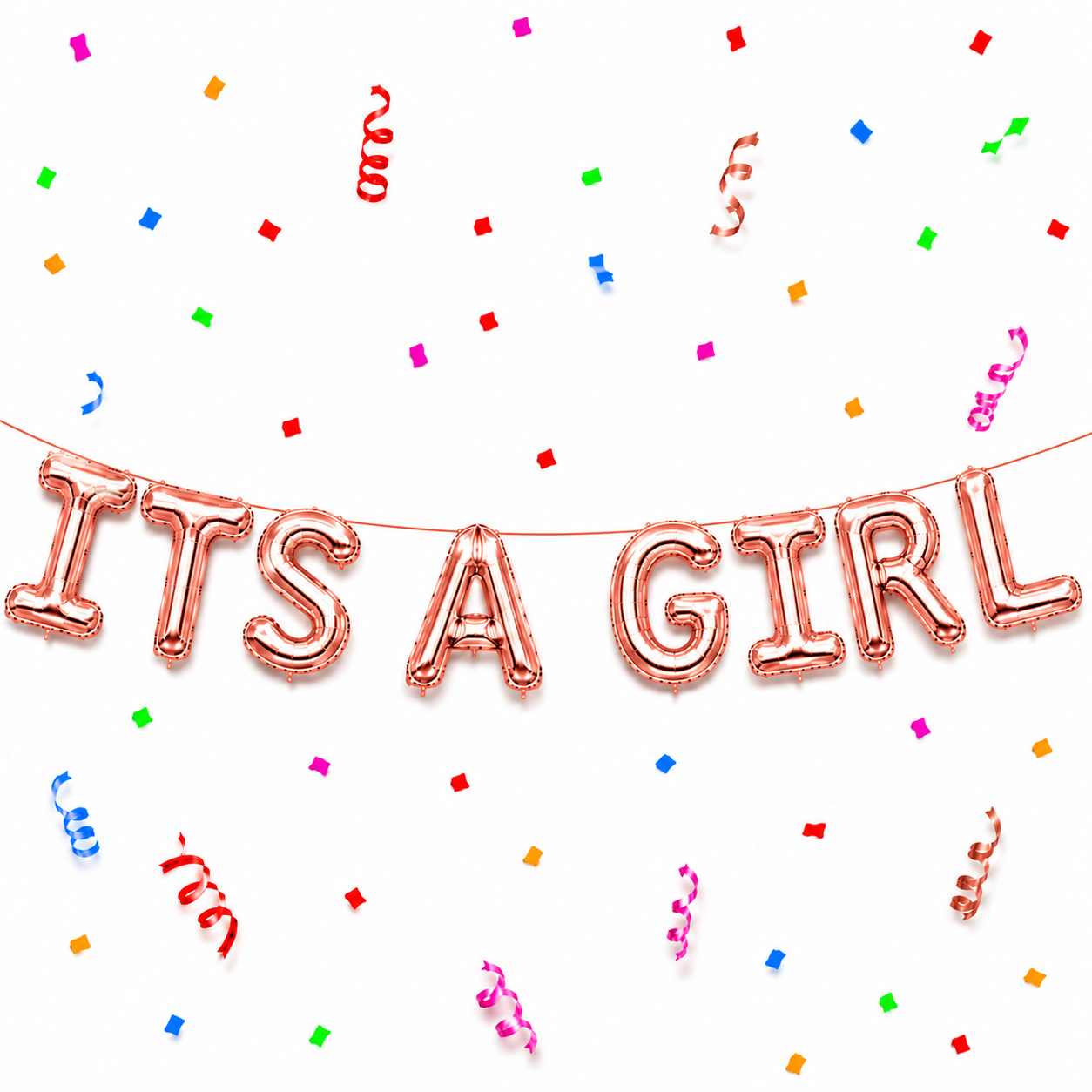 16 Inch ITS A GIRL Letter Foil Balloon Banner Set Air Filled Baby Shower Decoration Malaysia - Rose Gold