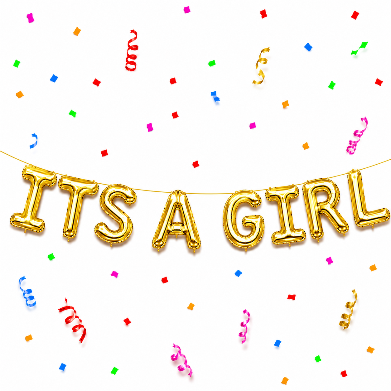 16 Inch ITS A GIRL Letter Foil Balloon Banner Set Air Filled Baby Shower Decoration Malaysia - Gold
