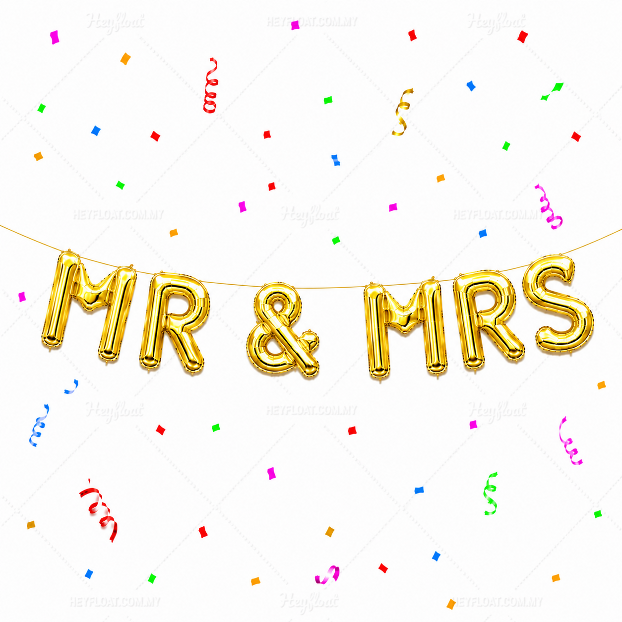 16" MR & MRS Letter Foil Balloon Banner Set (Air-Filled)
