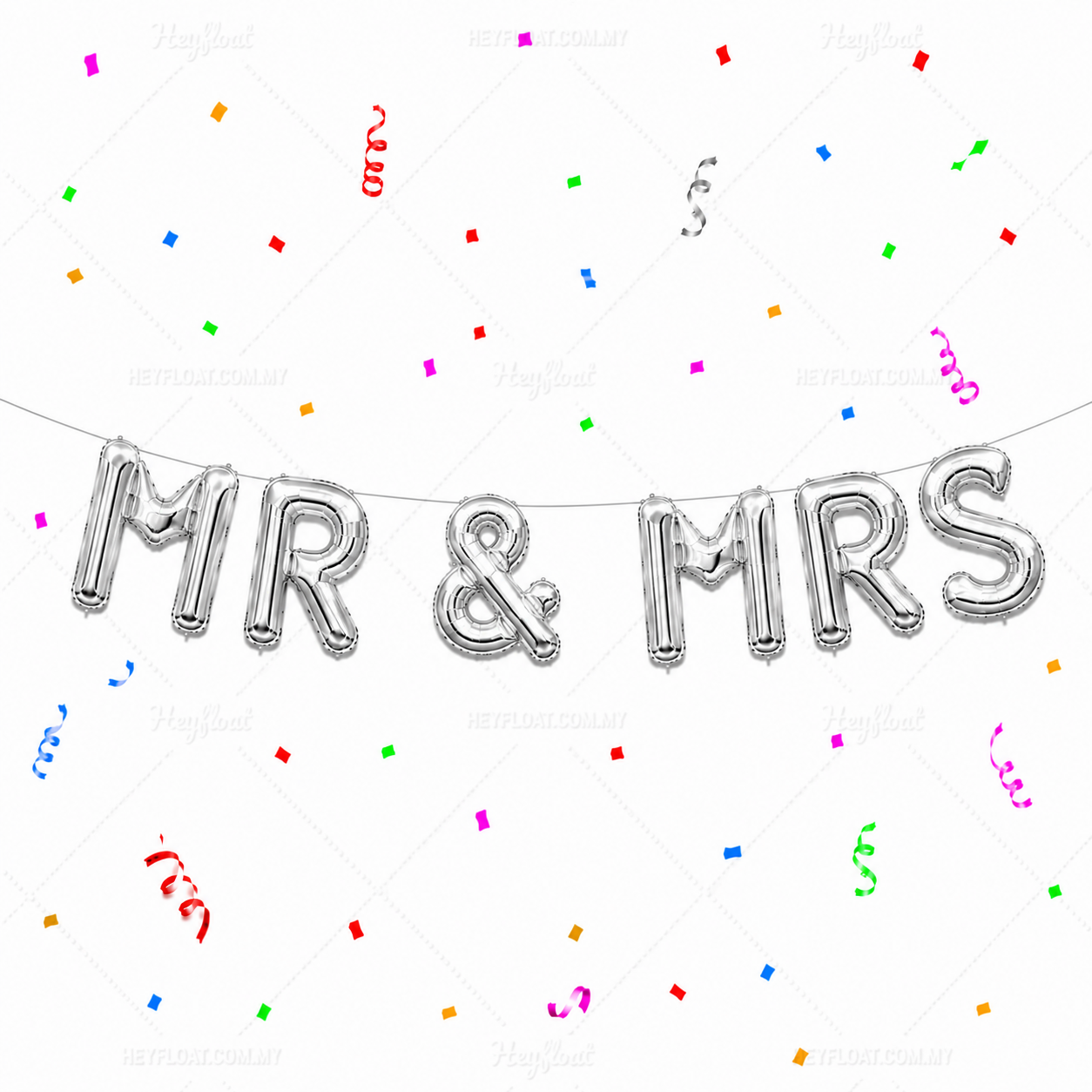 16 Inch MR AND MRS Letter Foil Balloon Banner Set Air Filled Wedding Decoration Malaysia - Silver