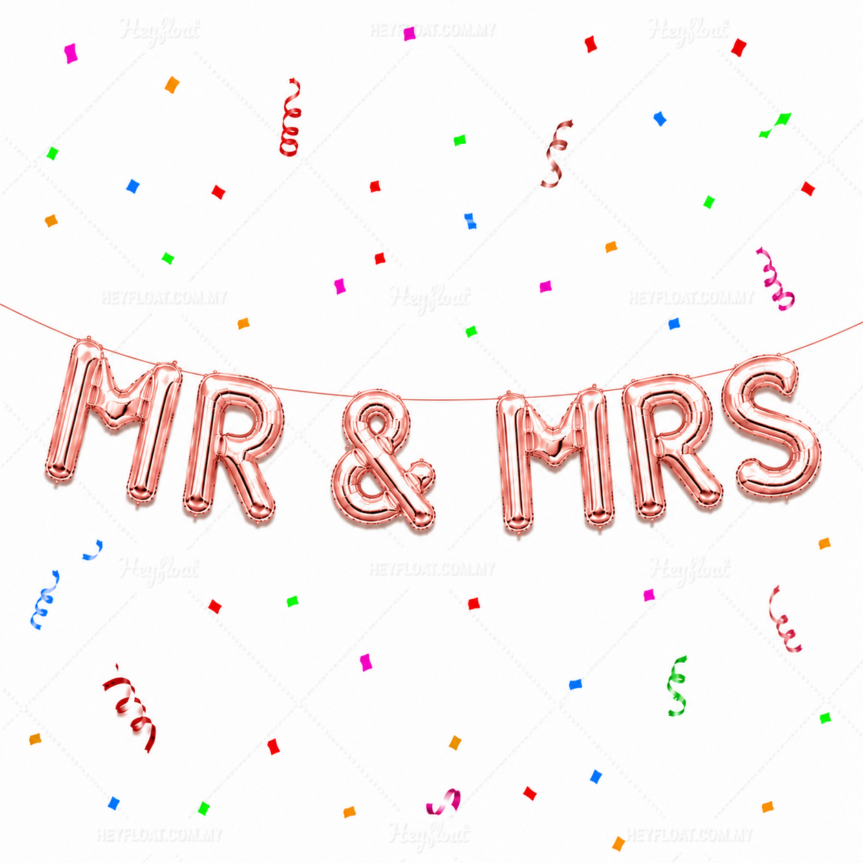 16 Inch MR AND MRS Letter Foil Balloon Banner Set Air Filled Wedding Decoration Malaysia - Rose Gold