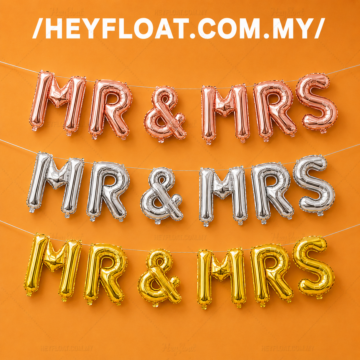 16" MR & MRS Letter Foil Balloon Banner Set (Air-Filled)