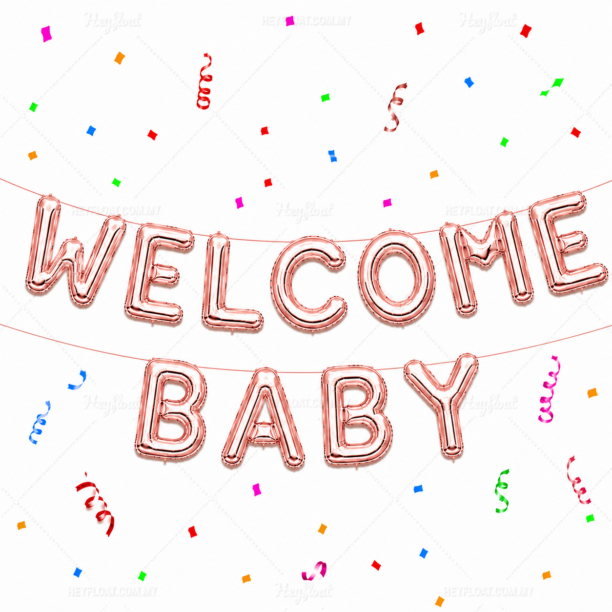16 Inch WELCOME BABY Rose Gold Foil Balloon Banner Set Air Filled Baby Shower Decoration Malaysia
