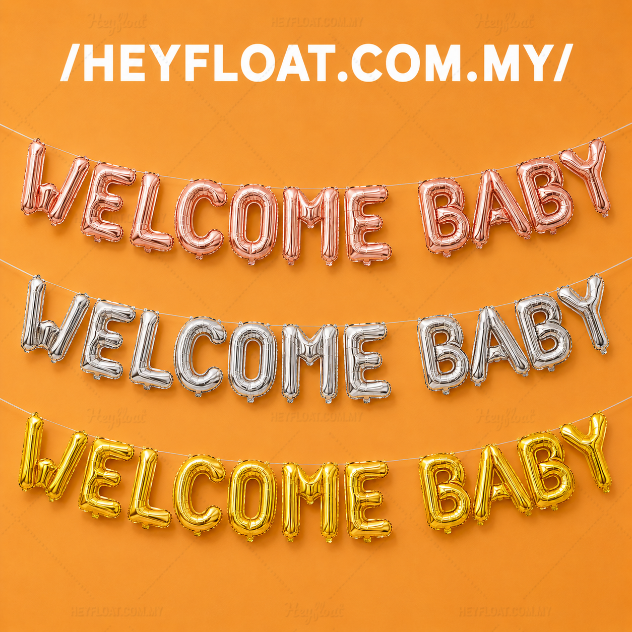 16" WELCOME BABY Letter Foil Balloon Banner Set (Air-Filled)