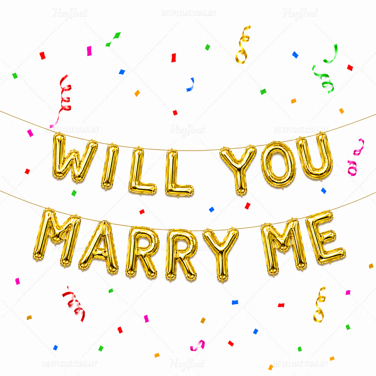 16 Inch WILL YOU MARRY ME Letter Foil Balloon Banner Set Air Filled Proposal Decoration Malaysia - Gold