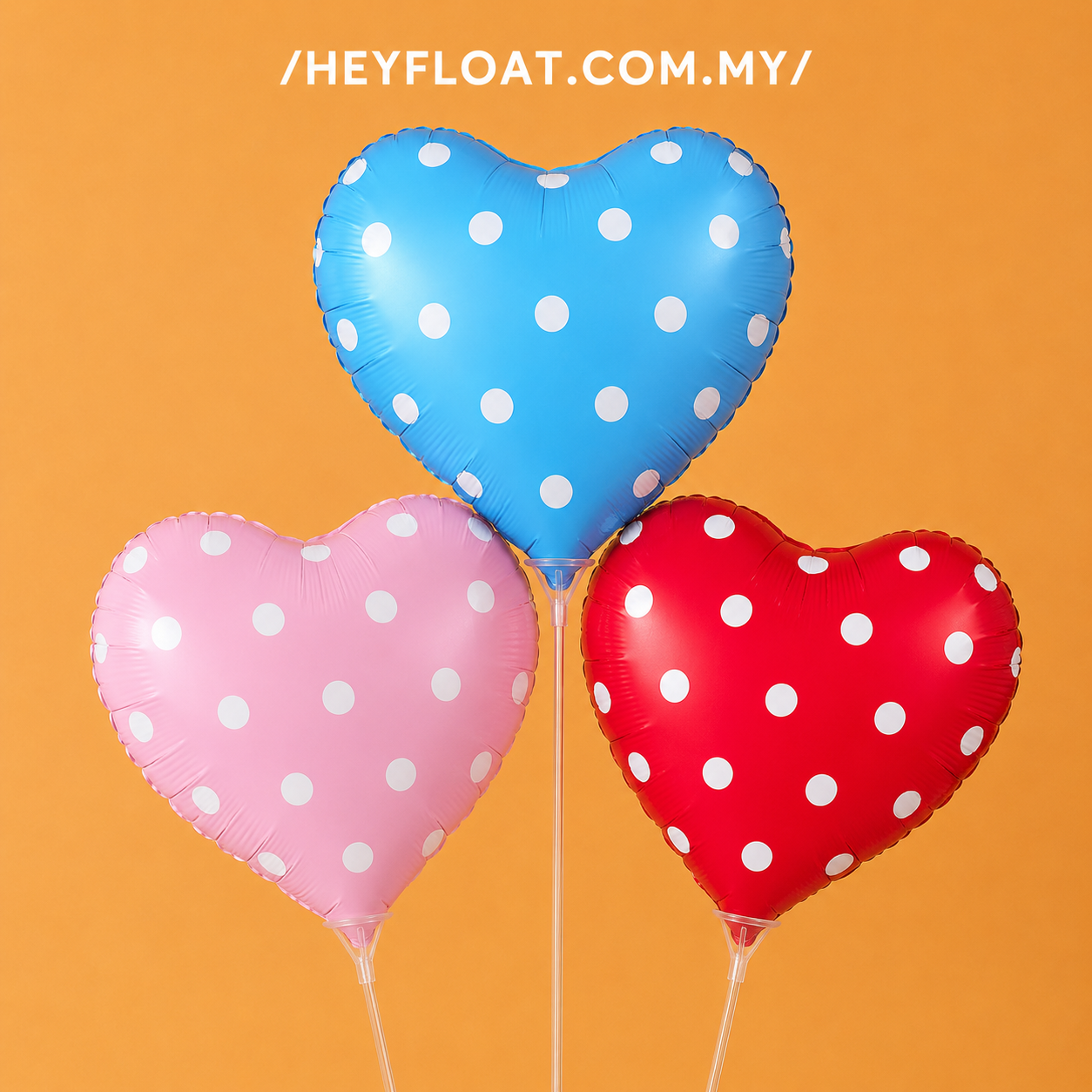 17 Inch Polka Dot Heart Foil Balloon Air Filled for Birthday Anniversary Romantic Decoration Malaysia