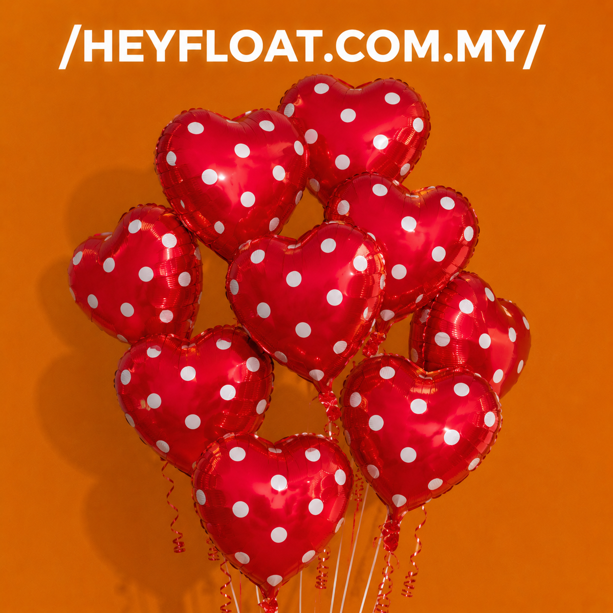17 Inch Polka Dot Heart Foil Balloon with Helium for Birthday Anniversary Proposal Decoration Malaysia Red Color