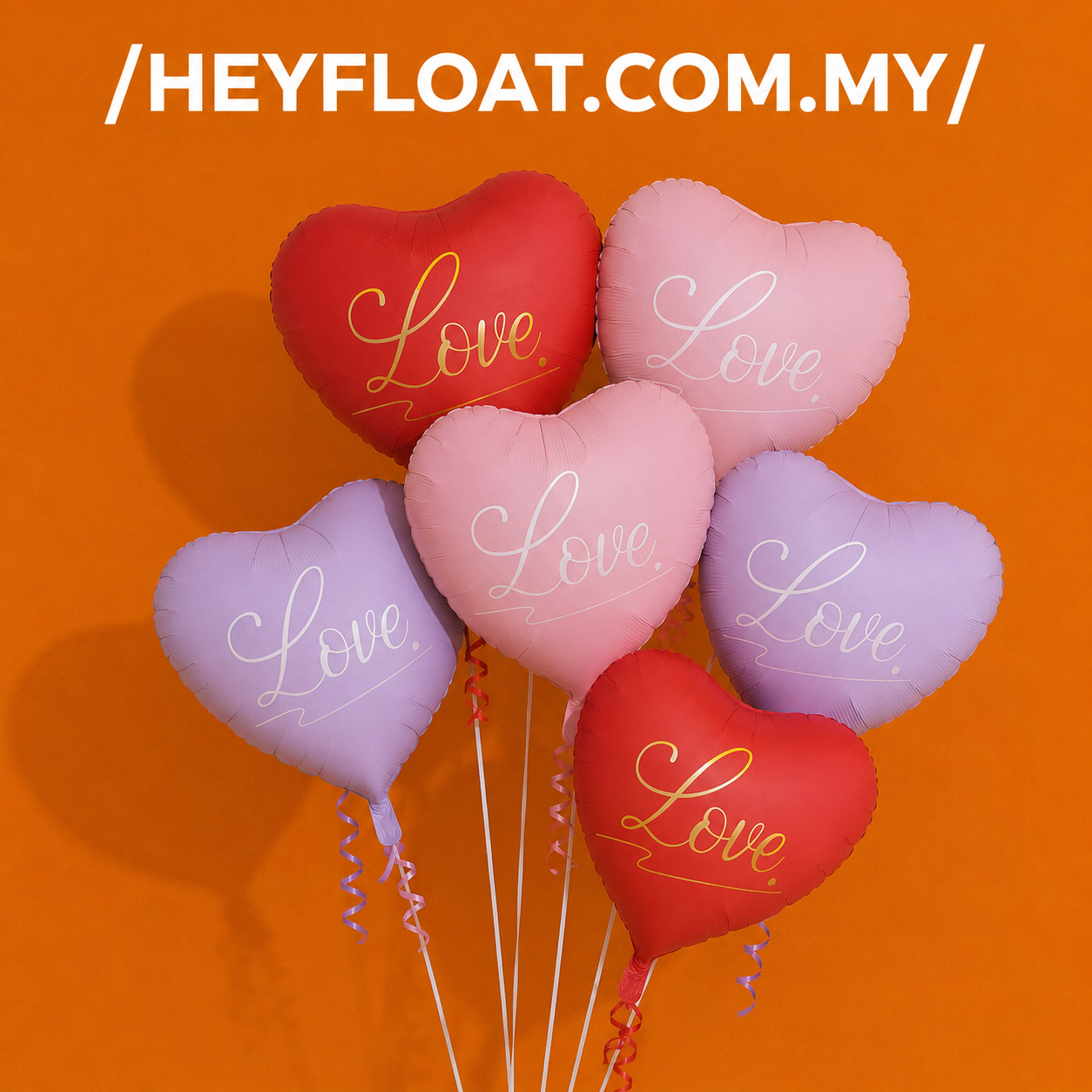18 Inch LOVE Script Heart Foil Balloon with Helium for Anniversary Proposal Wedding Decoration Malaysia Random Color